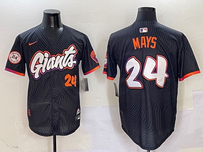 Men San Francisco Giants #24 Mays Black Second generation Joint Name 2025 Nike MLB Jersey style 2